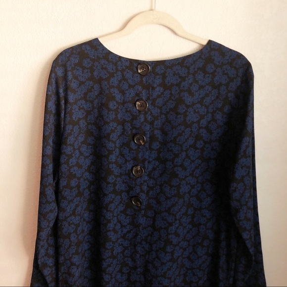 ELIZABETH and James Blue & Black Floral Button Back Maxi Dress L Modest Prairie - Picture 6 of 10